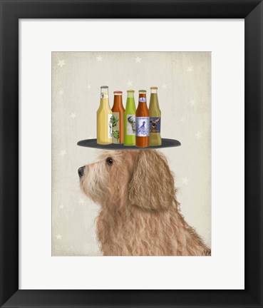 Framed Labradoodle Gold 2 Beer Lover Print