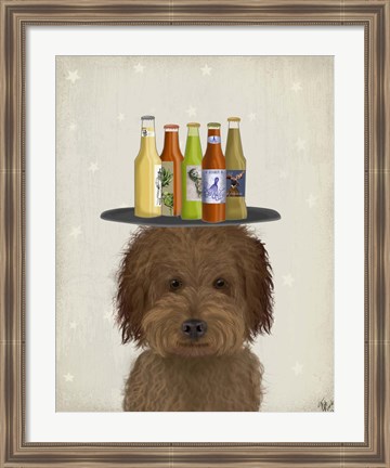 Framed Labradoodle Brown 1 Beer Lover Print