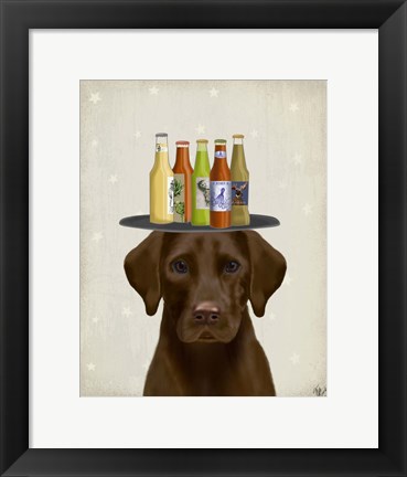 Framed Labrador Yellow Beer Lover Print