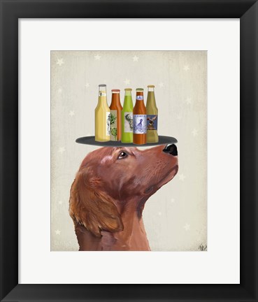 Framed Red Setter Beer Lover Print