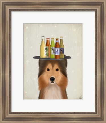 Framed Shetland Sheepdog Beer Lover Print