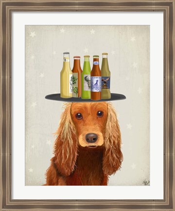 Framed Cocker Spaniel Golden Beer Lover Print