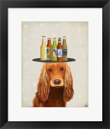 Framed Cocker Spaniel Golden Beer Lover Print