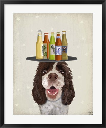 Framed Springer Spaniel Brown White Beer Lover Print