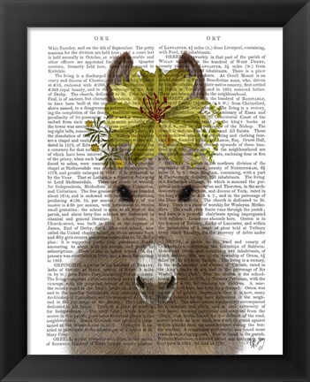 Framed Donkey Sunflower Book Print Print