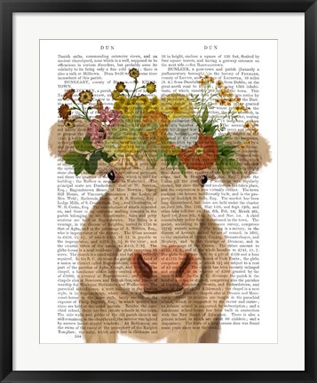 Framed Cow Cream Bohemian 1 Book Print Print