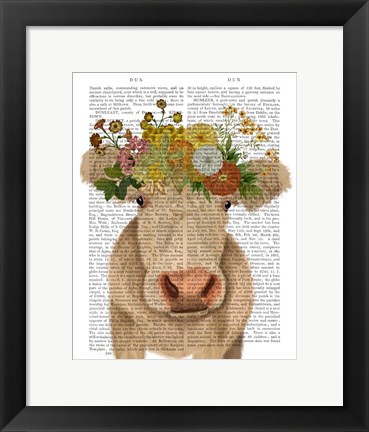 Framed Cow Cream Bohemian 1 Book Print Print