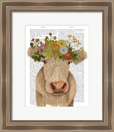 Framed Cow Cream Bohemian 1 Book Print Print