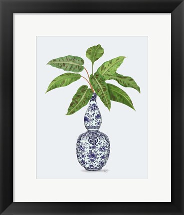 Framed Chinoiserie Vase 1, With Plant Print