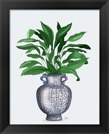 Framed Chinoiserie Vase 2, With Plant Print