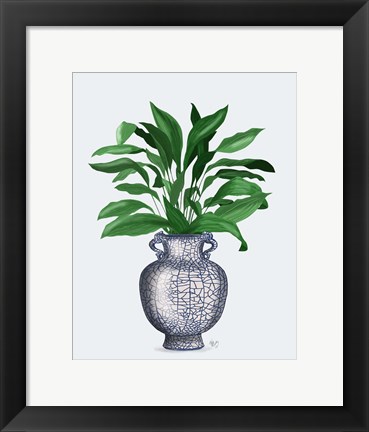 Framed Chinoiserie Vase 2, With Plant Print