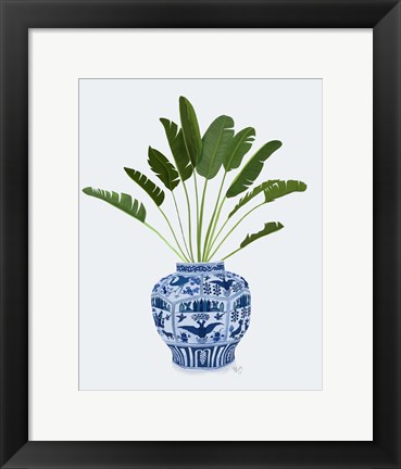 Framed Chinoiserie Vase 5, With Plant Print