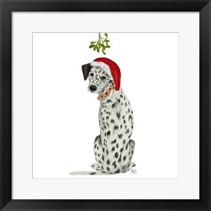 Framed Christmas Des - Dalmatian Mistletoe Print