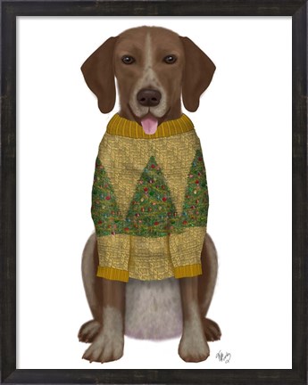 Framed Christmas Des - Mutt in Yellow Christmas Sweater Print