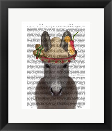 Framed Donkey Sombrero Book Print Print