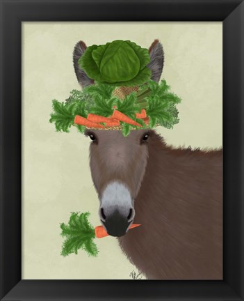 Framed Donkey Carrot Hat Print