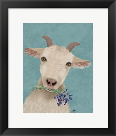 Framed Goat and Bluebells Print