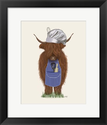 Framed Highland Cow Chef Print