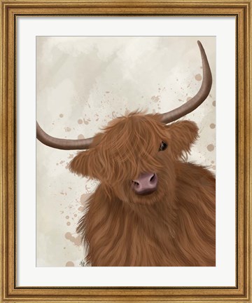 Framed Highland Cow 1, Portrait Print