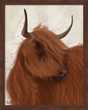 Framed Highland Cow 2, Portrait Print