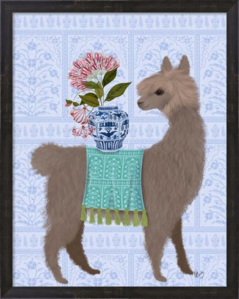 Framed Llama Chinoiserie 1 Print