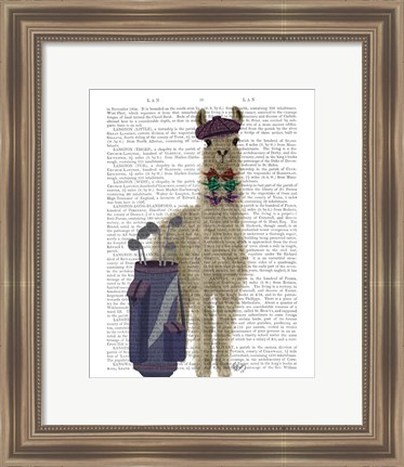 Framed Llama Golfing Book Print Print