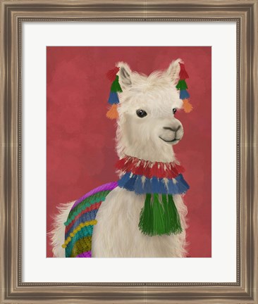 Framed Llama Traditional 1, Portrait Print