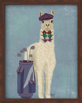 Framed Llama Golfing Print