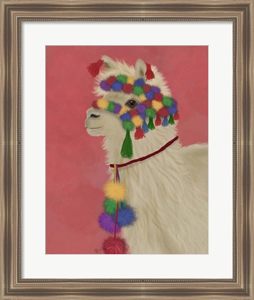 Framed Llama Traditional 2, Portrait Print