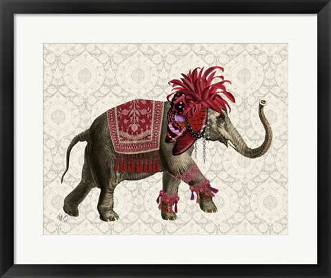 Framed Niraj Elephant, Red Print