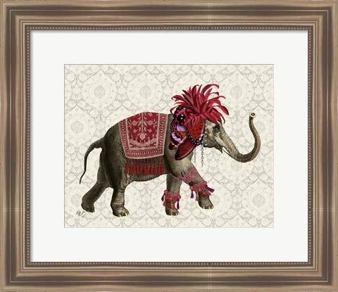 Framed Niraj Elephant, Red Print