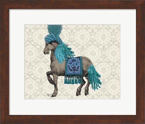 Framed Niraj Horse, Blue Print