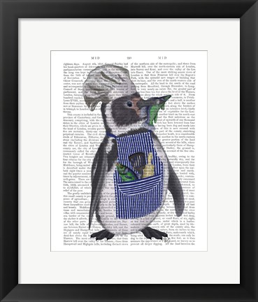 Framed Penguin Chef Book Print Print