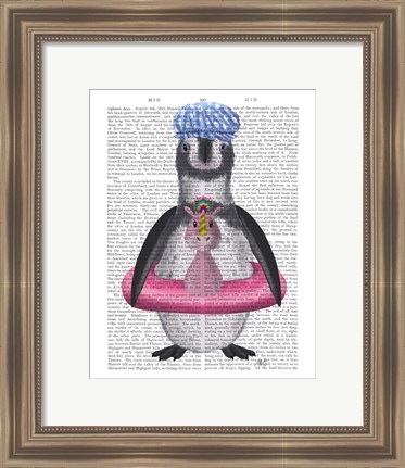 Framed Penguin Unicorn Rubber Ring Book Print Print