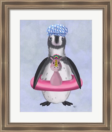 Framed Penguin Unicorn Rubber Ring Print