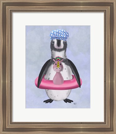 Framed Penguin Unicorn Rubber Ring Print