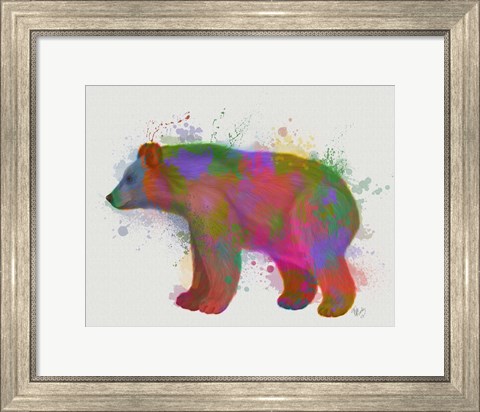 Framed Bear Rainbow Splash 2 Print