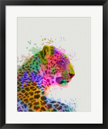 Framed Leopard Rainbow Splash 1 Print