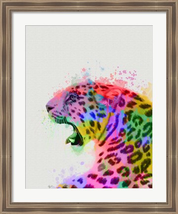 Framed Leopard Rainbow Splash 2 Print