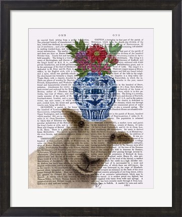 Framed Sheep with Vase of Flowers Book Print Print