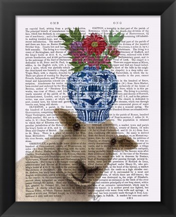 Framed Sheep with Vase of Flowers Book Print Print