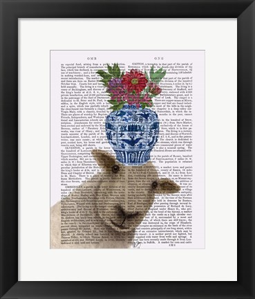 Framed Sheep with Vase of Flowers Book Print Print