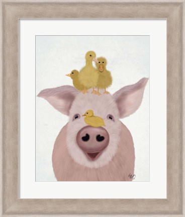 Framed Pig and Ducklings Print