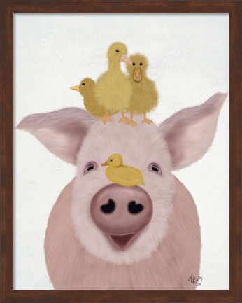 Framed Pig and Ducklings Print