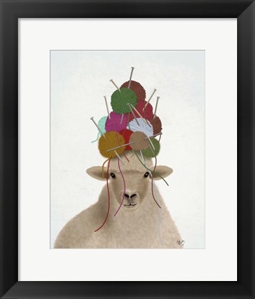 Framed Sheep with Wool Hat, Portrait Print