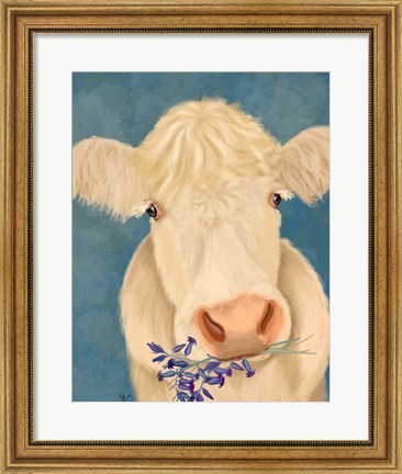 Framed Cow Cream, Bluebells Print