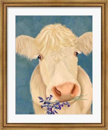 Framed Cow Cream, Bluebells Print