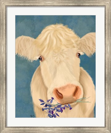 Framed Cow Cream, Bluebells Print