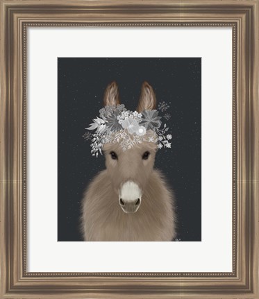 Framed Donkey White Flowers Print