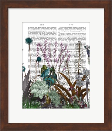 Framed Wildflower Bloom, Snail Bird Book Print Print